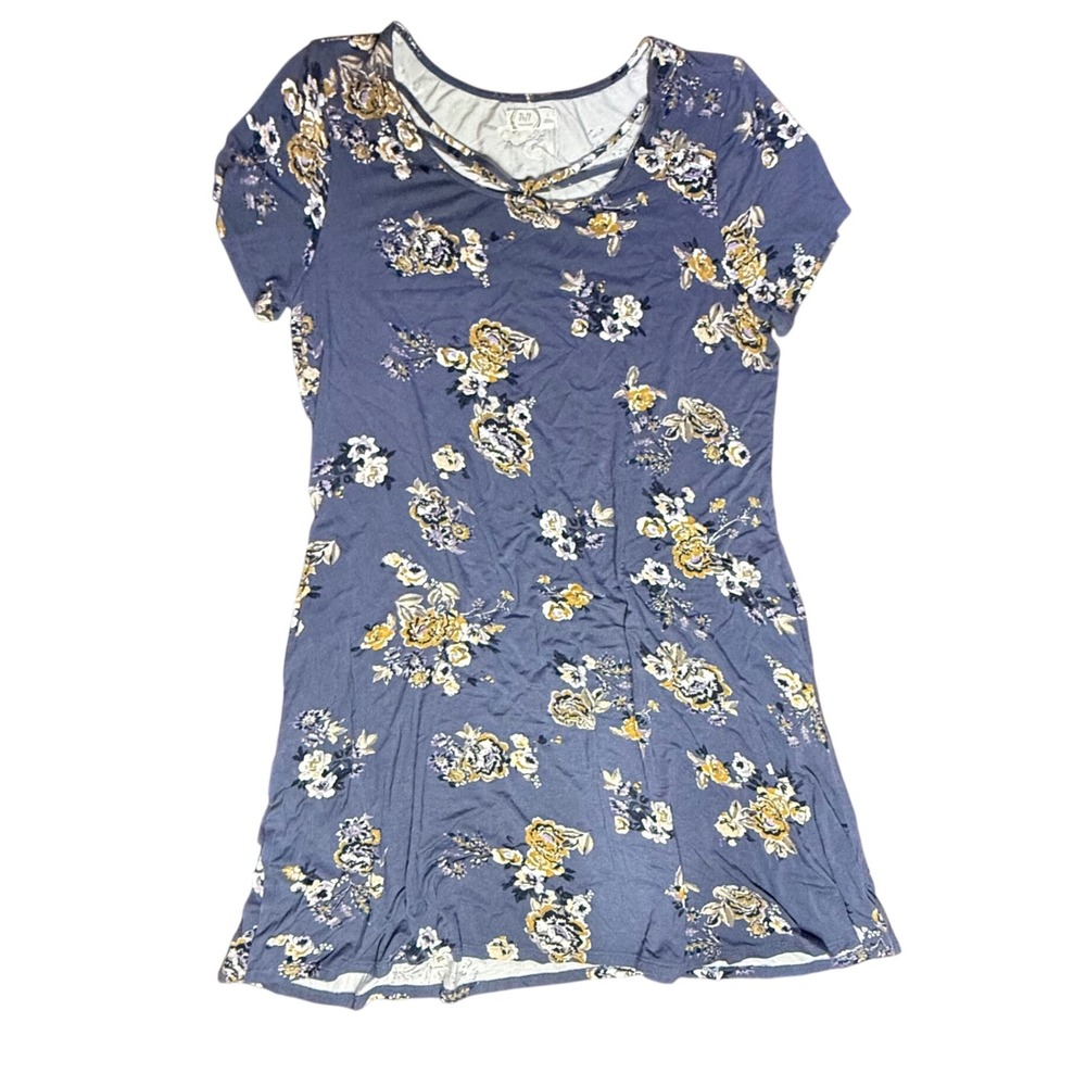 Maurices 24/7 Floral Print Criss Cross Neck Short Sleeve Dress - Size L